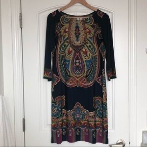 Navy blue and paisley dress. Size 10